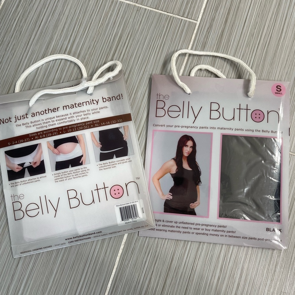BNIB two maternity belly bands (black and white)